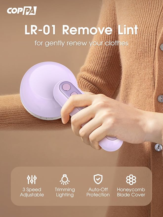 COPPA Lint Remover, LR-01 Remove Fuzz Lint USB-C Rechargeable 6 Blades & 3 - Image 2