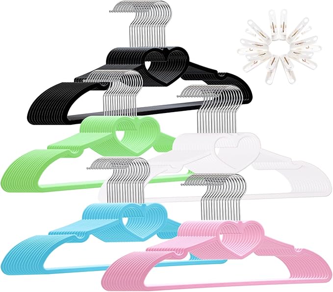 Plastic Hangers 30 Pack, Cute Heart Hangers Ultra Thin Space Saving by ZRKFSR