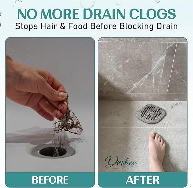 Silicone Square Drain Hair Catcher – 4-in-1 Set Shower Drain Strainer Covers - Image 4