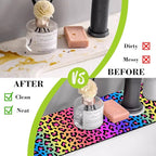 Sink Faucet Absorbing Mat Rainbow Colored Leopard Print Sink Splash Guard - Image 6