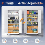 Yizosh Metal Garage Storage Cabinet with Locking Doors and Adjustable Shelves,- 75" Rolling Steel Tool Cabinet for Home Office,Garage,Warehouse - Image 5