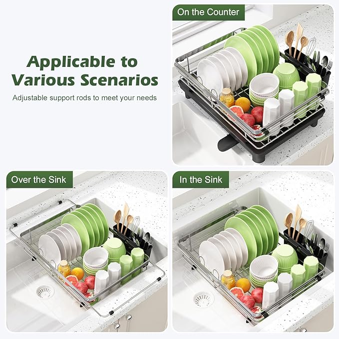 In Sink Dish Drying Rack, Expandable Over The Sink Dish Rack - Image 2