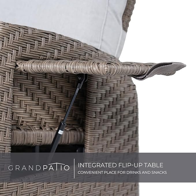 Grand patio Outdoor Reclining Chairs with Extended Footrest 2-Piece Adjustable Patio Wicker,Lounge Recliner up to 150° with Flip Side Table, Mist Grey - Image 5