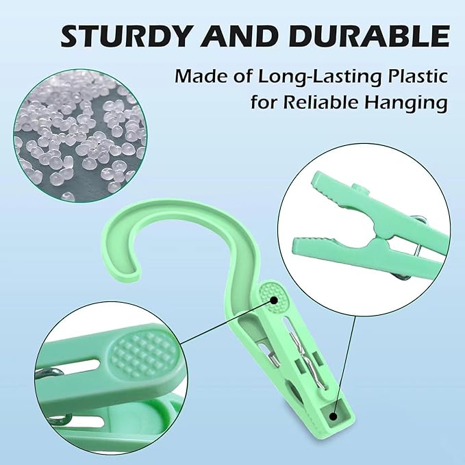 24pcs Laundry Hooks Clip Plastic Clothes Hangers Pins Super Strong Hanger Clips - Image 4