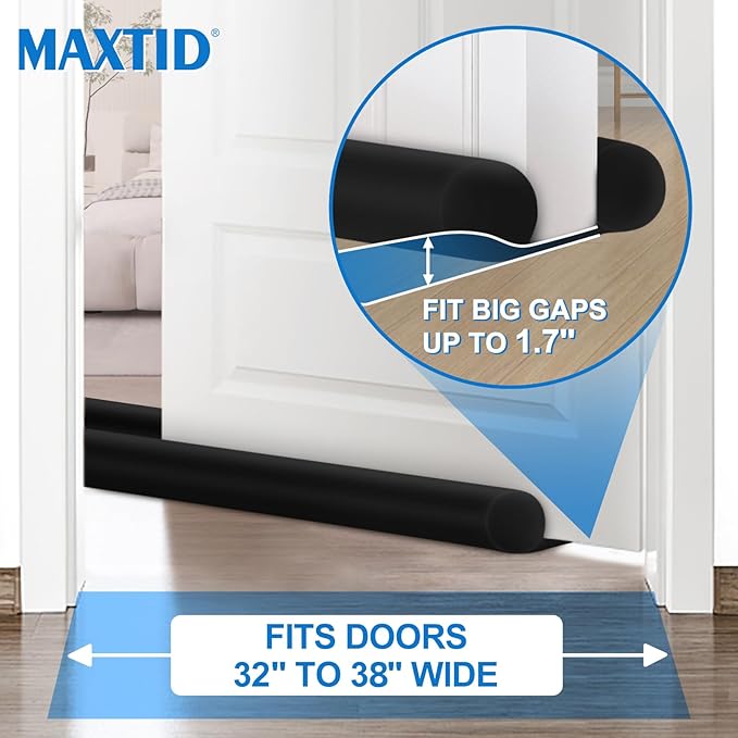MAXTID Twin Door Draft Blocker Seal Large Door Gap Noise Under Door Draft - Image 4