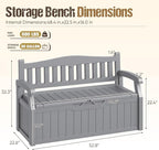 80-Gallon Outdoor Storage Bench, Waterproof Deck Box with Lockable Lid & Armrests for Patio, Garden, Pool, Gray - Image 3