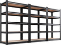 Set of 3 Garage Shelving Heavy Duty Storage Shelves, Metal Adjustable Shelving Unit, Utility Garage Organizer Shelf for Basement, Pantry, Kitchen, Warehouse,15.7" Dx35.4 Wx71.2 H, Black by Unknown
