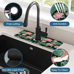 Lotus Pond Pattern Sink Splash Guard Faucet Mat Lotus Flowers Leaves Super - Image 4