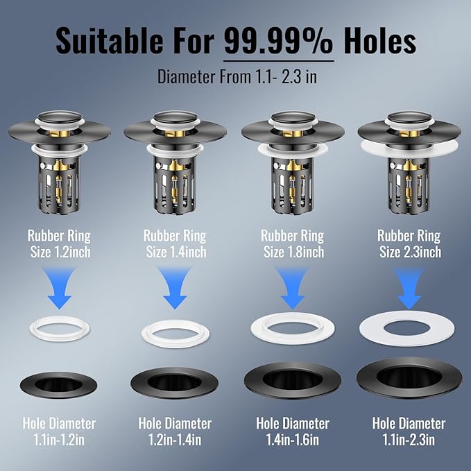 Bathroom Sink Stopper-All Metal Sink Stopper-Universal Fit 99% Bathroom Stopper - Image 9