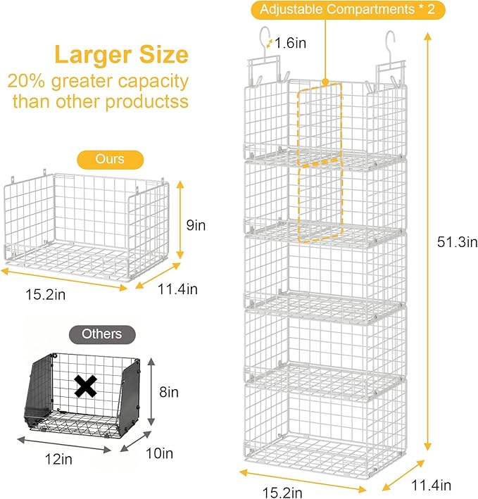 5 Tier Hanging Closet Organizer - Image 2