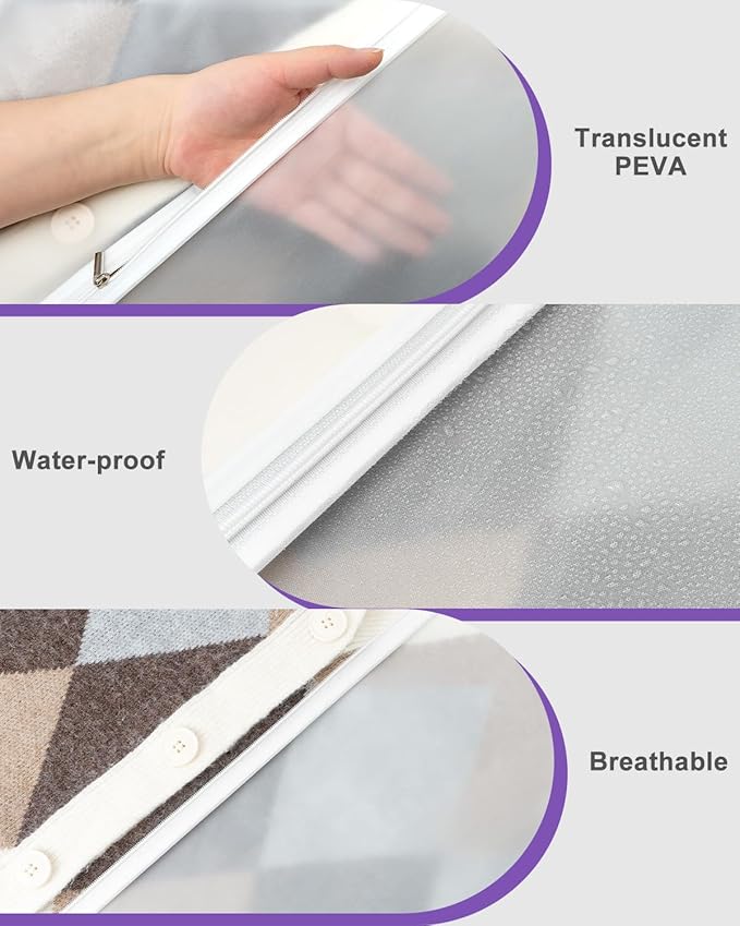 Clear Garment Bags for Hanging Clothes 12 Packs Suit Bags for Closet Storage - Image 3