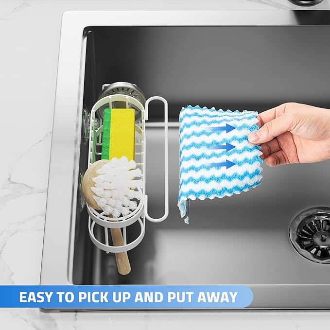 Cisily Kitchen Sink Caddy Sponge Holder in The Sink, Stainless Steel Kitchen - Image 4
