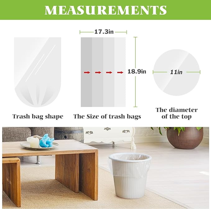 2 Gallon 80 Counts Strong Trash Bags Garbage Bags by Teivio, Bathroom Trash Can - Image 2