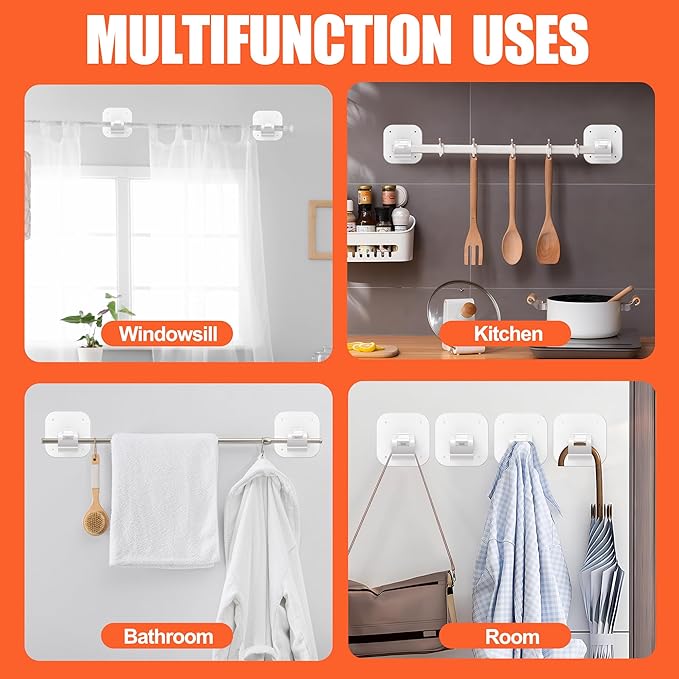Adhesive Curtain Rods No Drilling Holder, No Drill Curtain Rod Brackets - Image 6