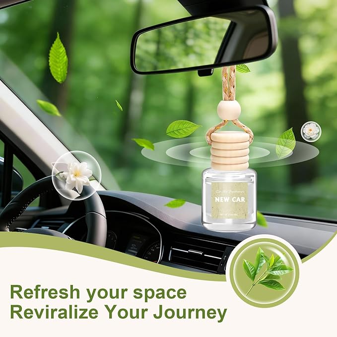 AROIC 6 Pack Car Air Freshener Hanging, New Car Scent Natural Plant Essential - Image 3