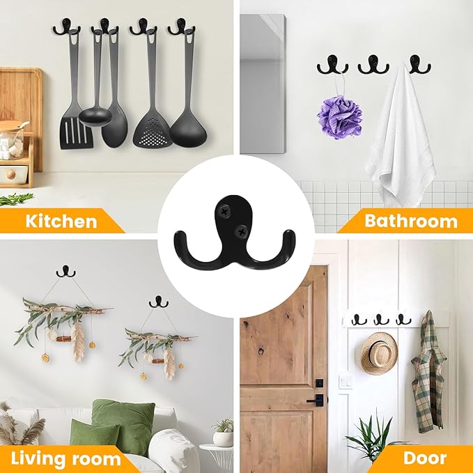 20Pcs Double Hooks For Hanging Heavy Duty Coat Hooks Bulk Double Prong Utility - Image 7