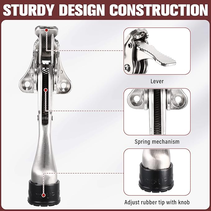 Chumia 12 Pieces Heavy Duty Door Stoppers 5.35 Inches Kickdown Adjustable Kick - Image 2