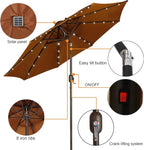 Blissun 9 ft Solar Umbrella 32 LED Lighted Patio Umbrella Table Market Umbrella with Tilt and Crank Outdoor Umbrella for Garden, Deck, Backyard, Pool and Beach, Brown - Image 2