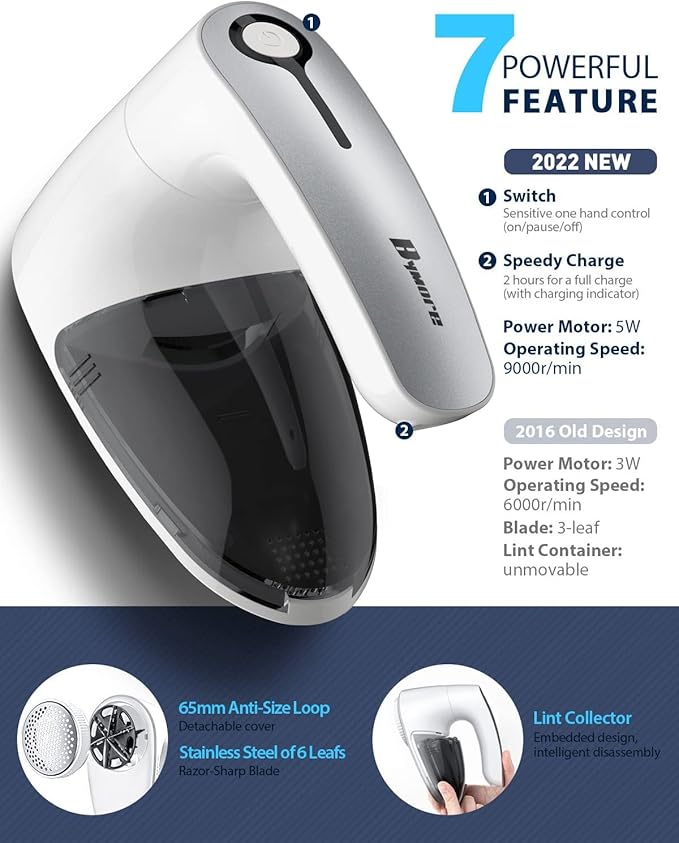 Bymore Fabric Shaver, Sweater Shaver Pill Remove Fuzz, Upgraded Efficient Lint - Image 8