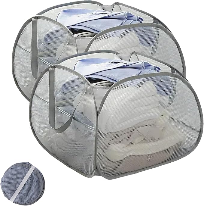 Collapsible Laundry Basket 90L, Foldable Mesh Pop-up Laundry Hamper by LUANMEET