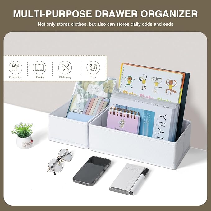 DIMJ Drawer Organizers Clothes, Fabric Closet Organizers and Storage, Shallow - Image 7