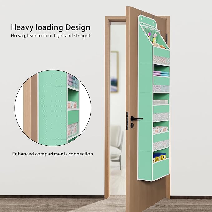 Univivi 6-Shelf Over Door Hanging Organizer Fabric Baby Door Storage - Image 2