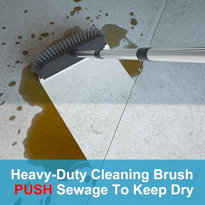 ITTAR Floor Scrub Brush with 55" Long Handle, Stainsless Steel Pole Heavy-Duty - Image 3