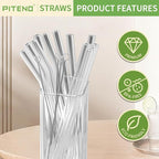 Piteno® 16-Pack Reusable Glass Straws Set, 8.5''x10MM, Milkshakes - Image 4