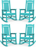 SERWALL HDPE Outdoor Rocking Chair Set of 4, Patio Rocking Chairs, All-Weather Porch Rockers for Adults, Aruba Blue by SERWALL