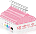 HOUSE DAY 11 Inch Velvet Baby Hangers 50 Pack Lt-Pink, Premium Kids Hangers by HOUSEDAY