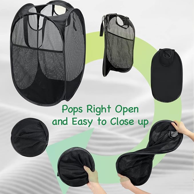 AQQA 6 Pcs Handy Laundry Collapsible Mesh Foldable Hampe, Popup Laundry Basket - Image 4