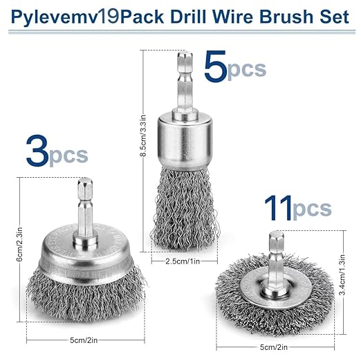 19Pcs Professional Wire Wheel Brush, Carbon Steel Wire Cup Brush - Image 2