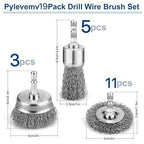 19Pcs Professional Wire Wheel Brush, Carbon Steel Wire Cup Brush - Image 2