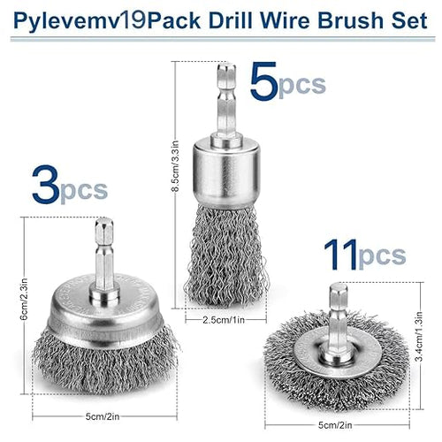 19Pcs Professional Wire Wheel Brush, Carbon Steel Wire Cup Brush - Image 2