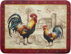 Farm Rooster Dish Drying Mat for Countertop 18x24 Inches Red Rustic Chicken by Giwawa