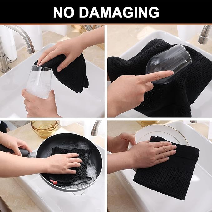 Homaxy Kitchen Towels and Dishcloths Set, 12 x 12 and 13 x 28 Inches, Super - Image 4