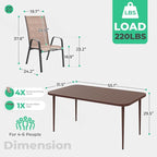 JEAREY Patio Dining Table, Outdoor Dining Table All-Weather for Garden, Backyard, Lawn, Coffee - Image 3