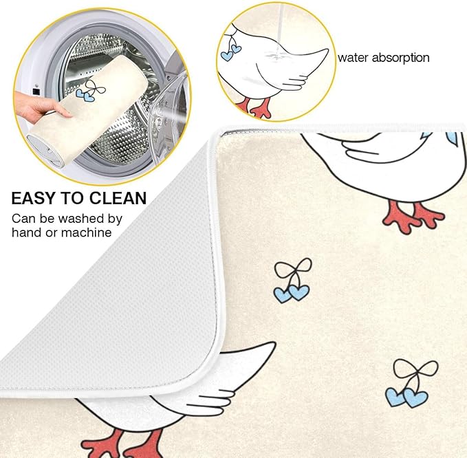 Goose Blue Hearts and A Bow Dish Drying Mat - Image 2