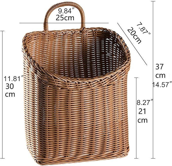 Woven Hanging Wicker Basket for Door, Handmade Rattan Hanging Wall Baskets for - Image 4