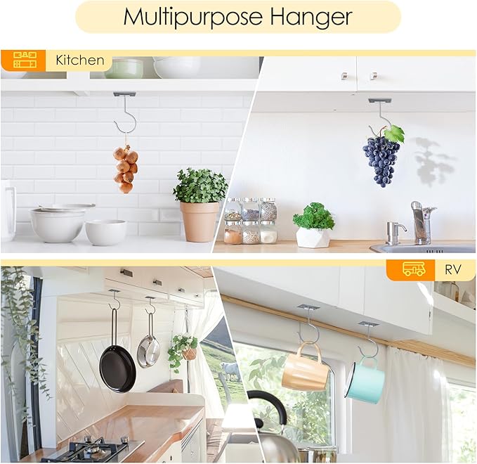 2PCS Self Adhesive Banana Hook Under Cabinet Foldable Banana Hanger Metal Under - Image 6