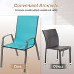 TLSUNNY Patio Chairs, Stackable Textilene Outdoor Dining Furniture for All Weather, with 17.7″ Wide Seat & Metal Frame, for Garden, Backyard, Deck, Restaurant, Poolside (6, Turquoise Blue, 24.6″) - Image 9