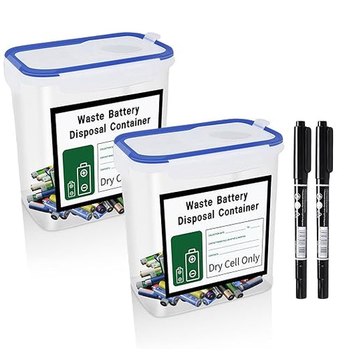 2 Pack Battery Disposal Container, Used Battery Containers by Unknown