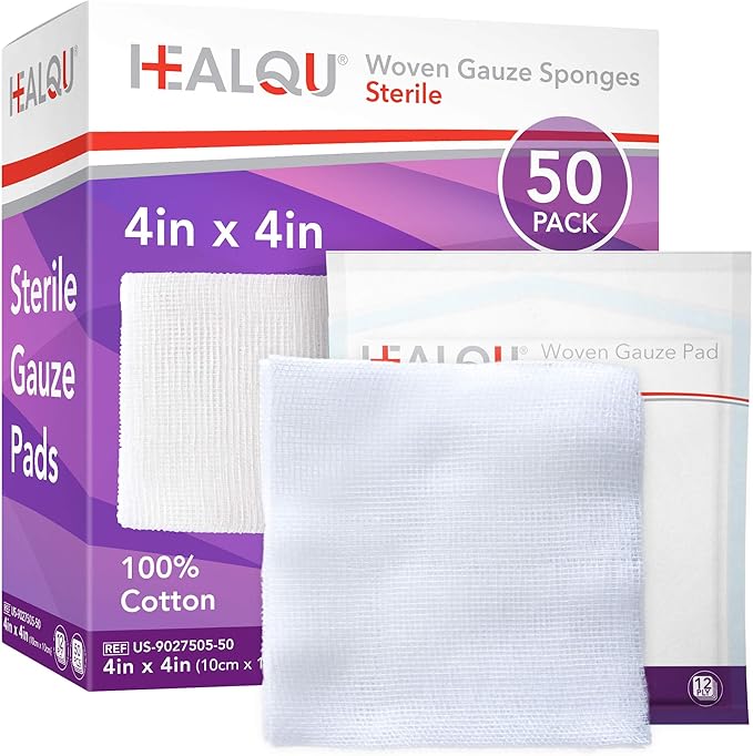 4x4 Large Sterile Gauze Pads by Healqu