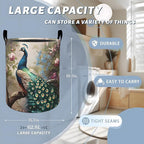 Majestic Peacock Among Blossoming Flowers Laundry Basket - Image 3