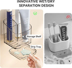 Toothbrush Holders for Bathrooms, 3 Slots Detachable Toothbrush Holder Wall - Image 3