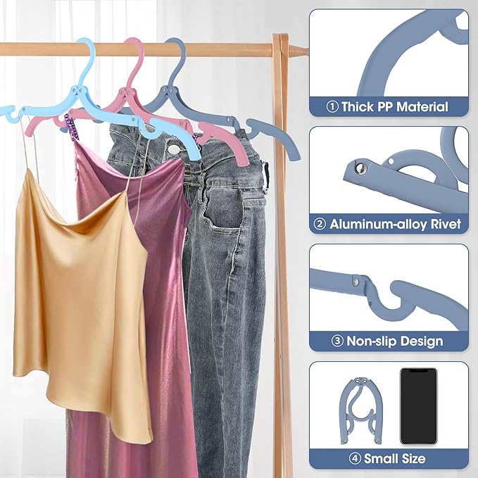 40 Pcs Travel Hangers Portable Foldable Travel Hanger Organizer, Plastic Cruise - Image 5