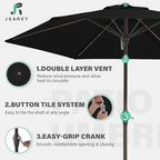 JEAREY 7.5FT Patio Umbrella Market Table Umbrella with 6 Sturdy Ribs, Push Button Tilt/Crank Outdoor Umbrella for Garden, Deck, Backyard, Pool, Black - Image 5