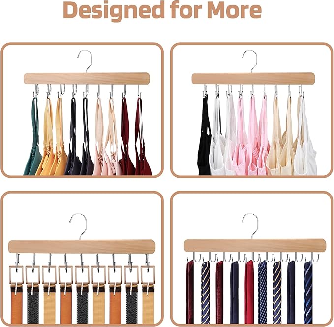 2 Pack Bra Hanger for Closet Organizer, Premium Wooden Tank Top Hangers - Image 7