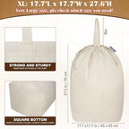 Canvas Laundry Bags with Handles & Square Base18"Lx18"Wx27.6"H, Extra Large - Image 3