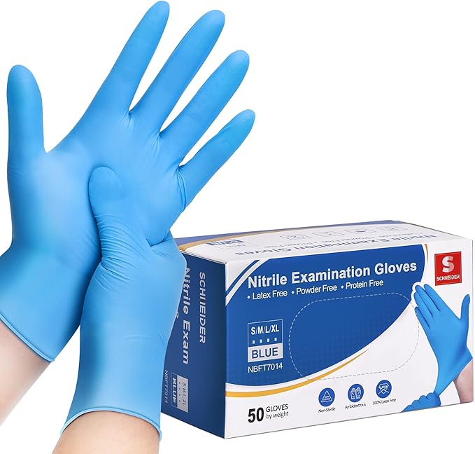 Schneider Nitrile Exam Gloves, 4 mil, Powder-Free, Latex-Free, by Schneider